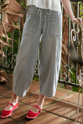Soft Denim Barrel Pants with Self Belt
