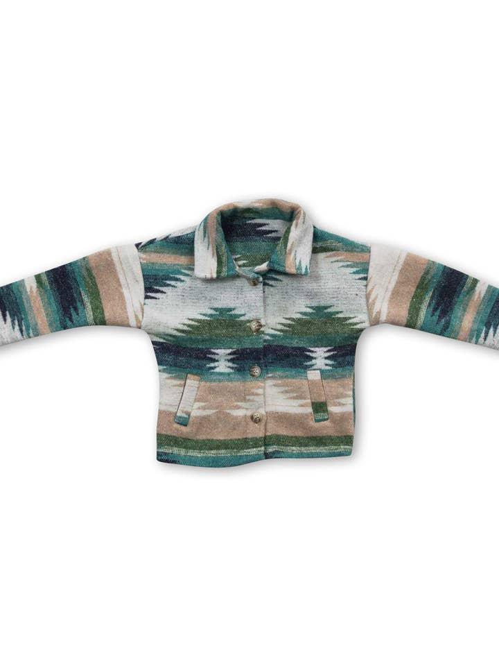 KIDS AZTEC PRINTED SHACKET - BLUE, GREEN