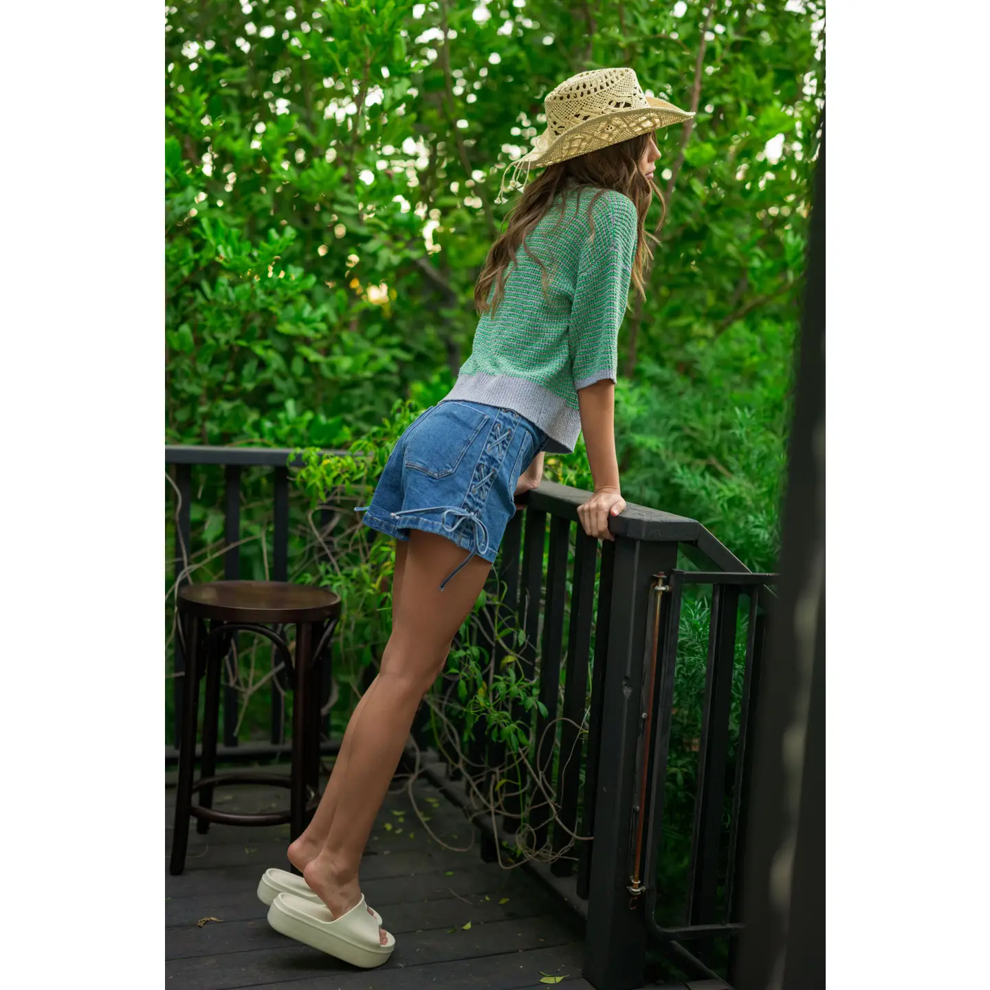 Lace Up On the Side Denim Shorts
