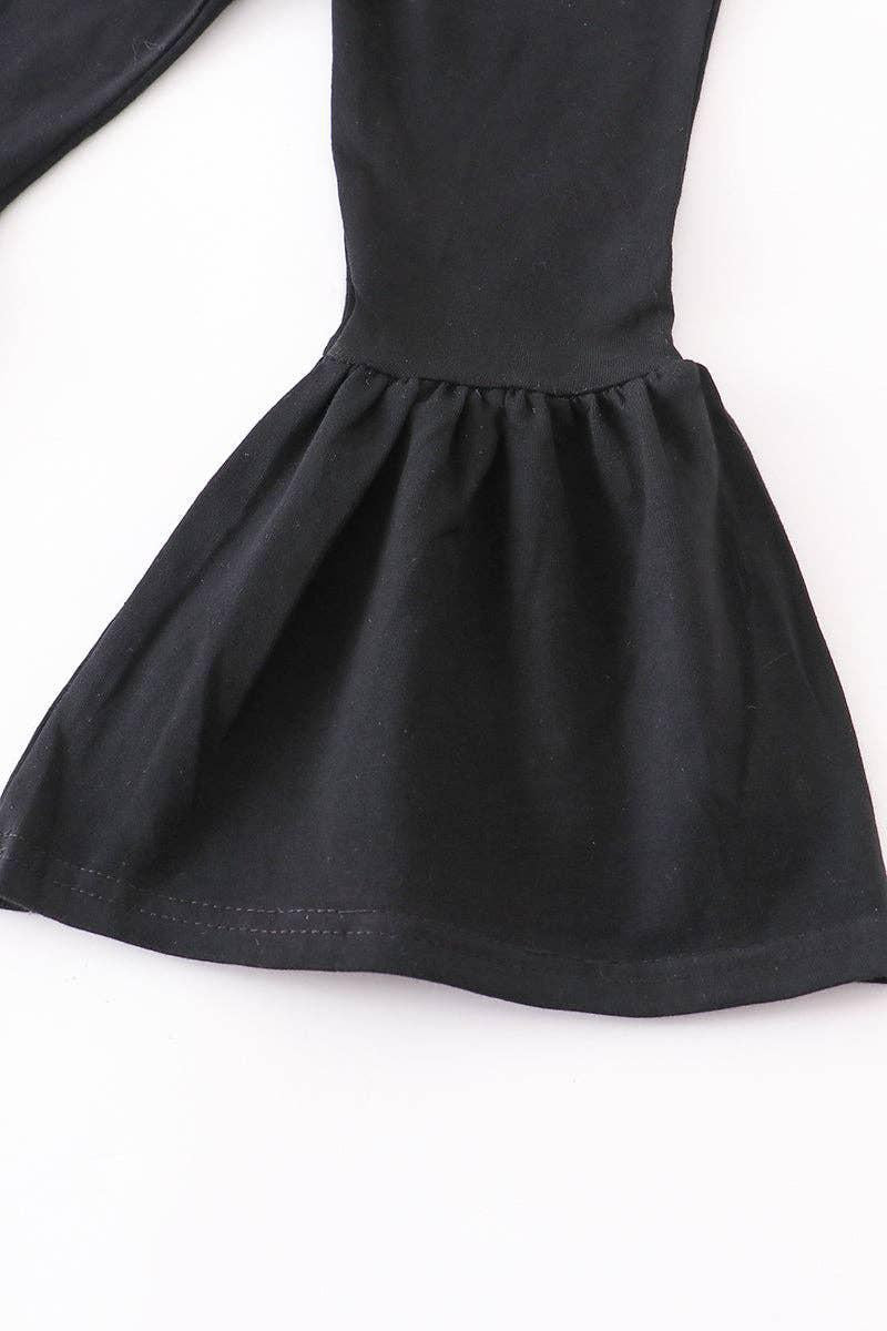 GIRLS BLACK BELL RUFFLE PANTS