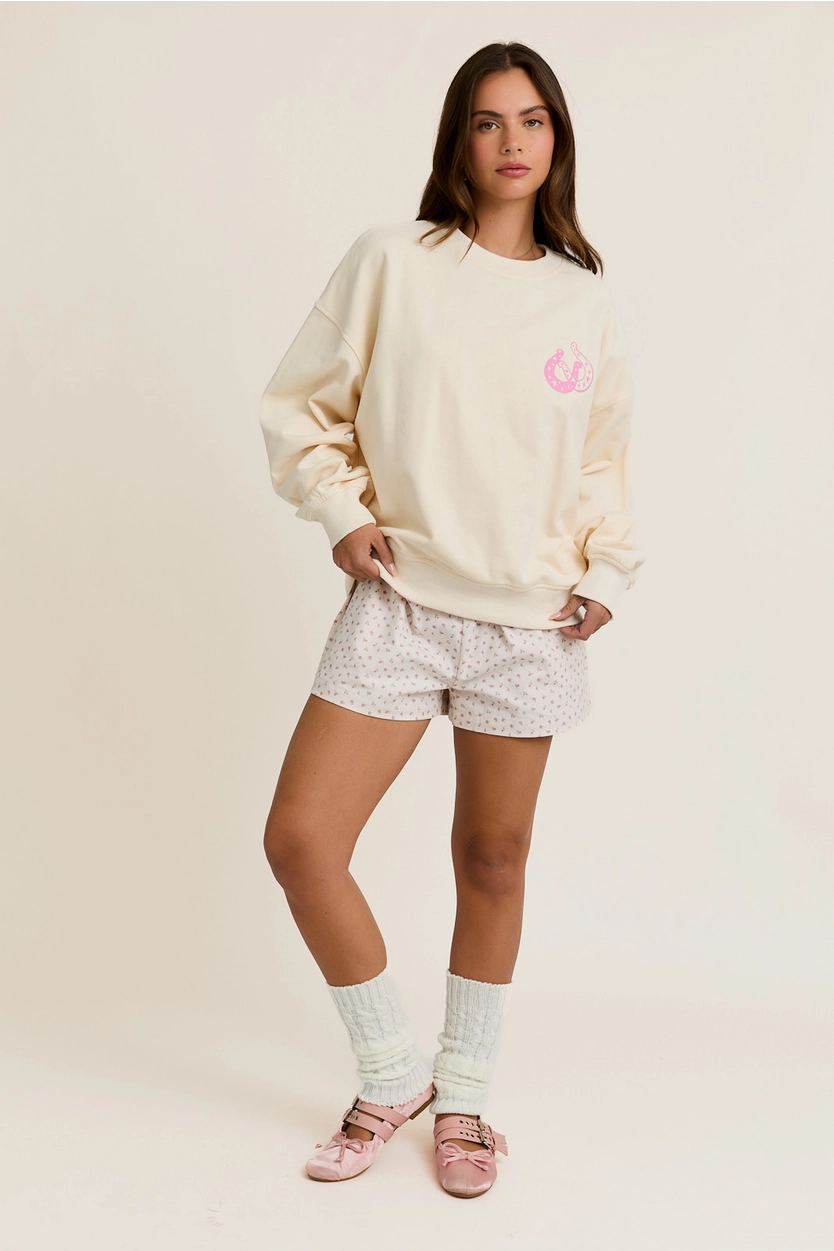 "Coastal Cowgirl" Printed Crew Neck Oversized Sweatshirt