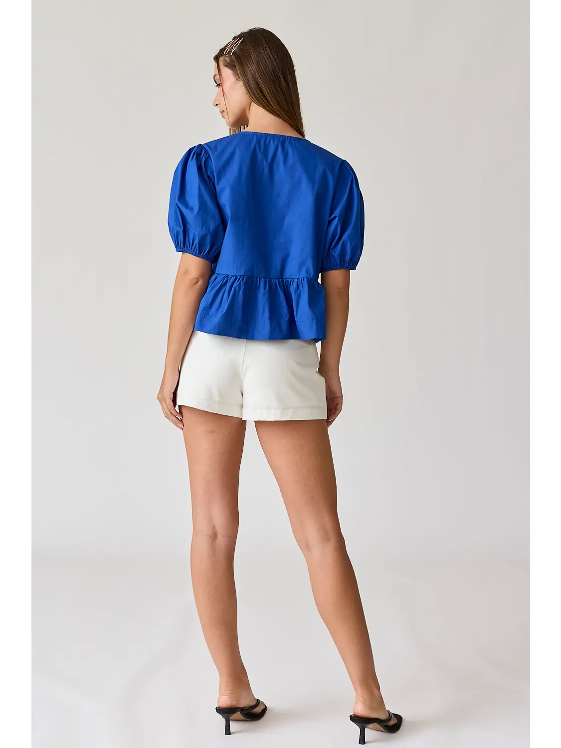 Blue - Hailey Bow Tie Detailed Blouse