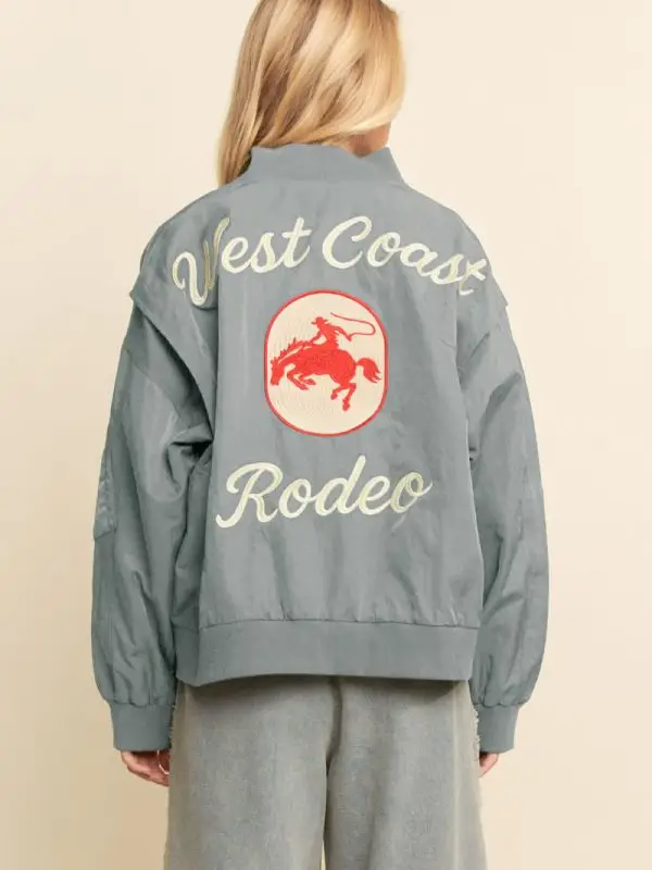 WEST Coast Rodeo Embroidered Bomber Jacket - MINT SAGE