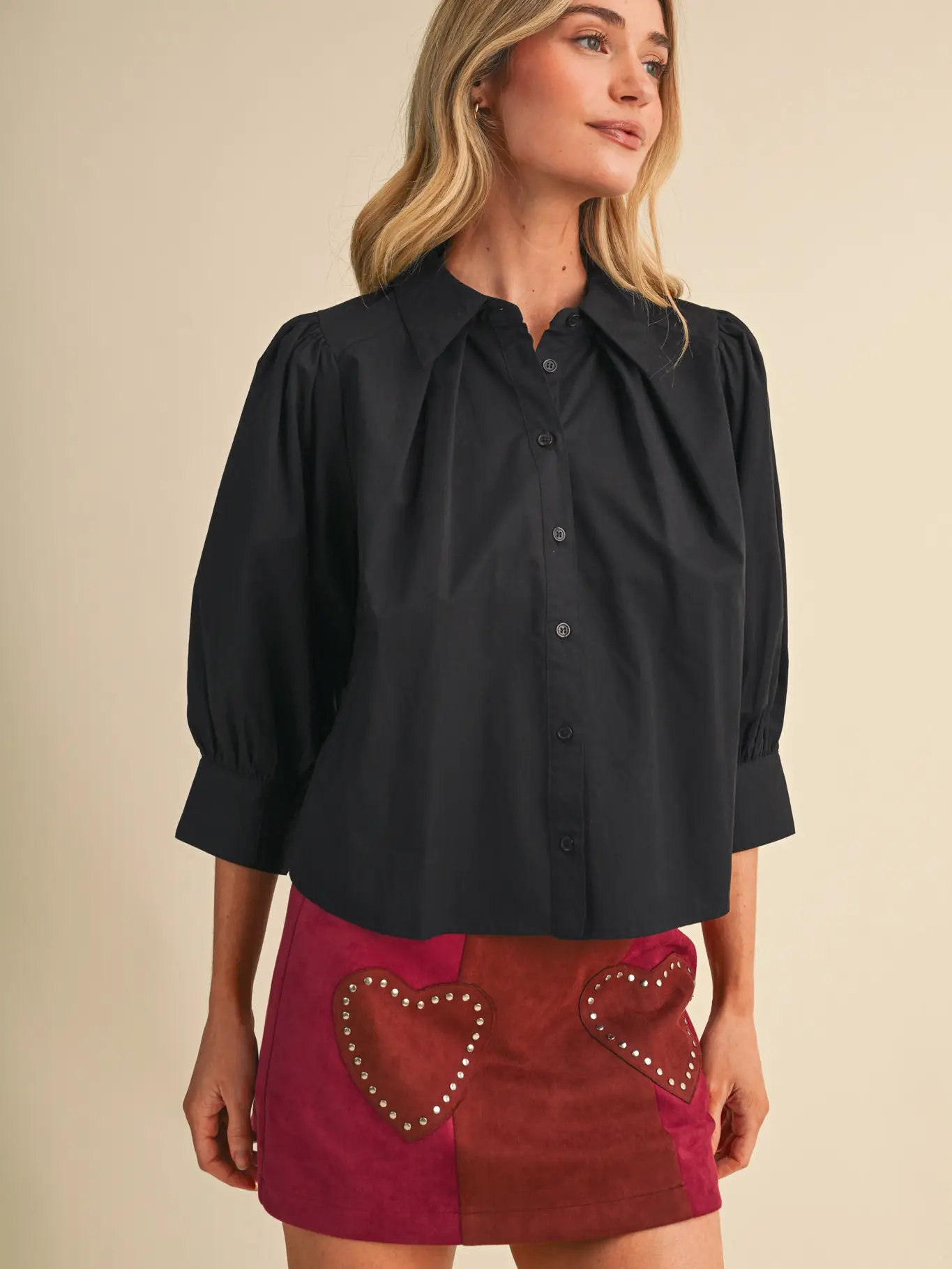 Puff Sleeve Button Down Top