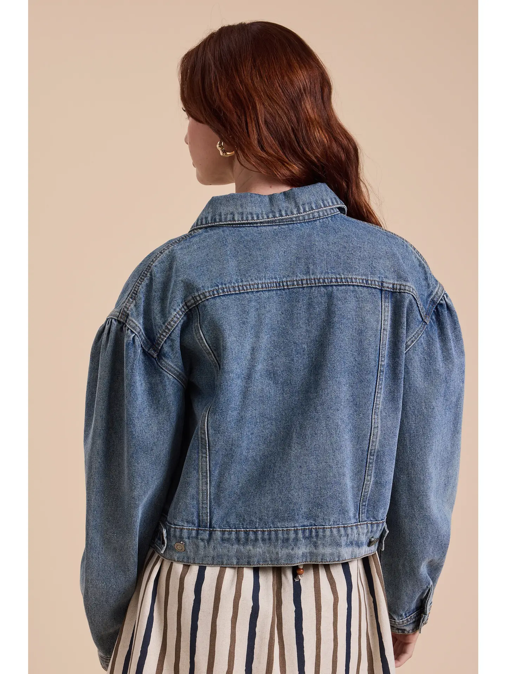 Long Sleeve Puff Sleeve Denim Jacket