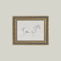 Horse Sketch Framed Antique Art - 10x8