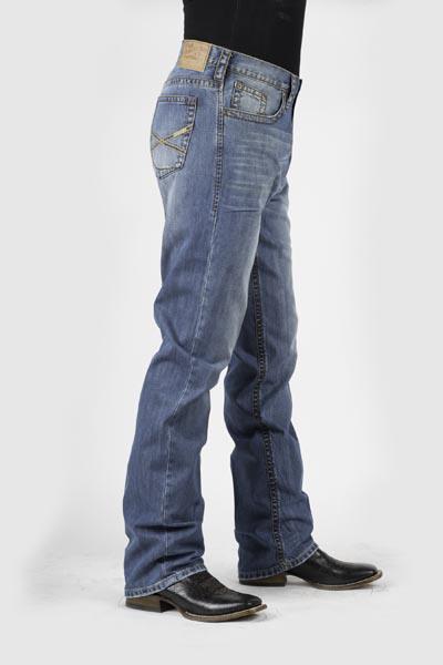 MENS JEAN 1520 FIT STANDARD STRAIGHT LEG MED WASH W/BACK KNEE TACKING 11-004-1520-0030 BU