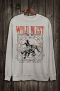 WILD WEST LONG LIVE COWBOY LONG SLEEVE SWEATSHIRT - MINERAL GREY