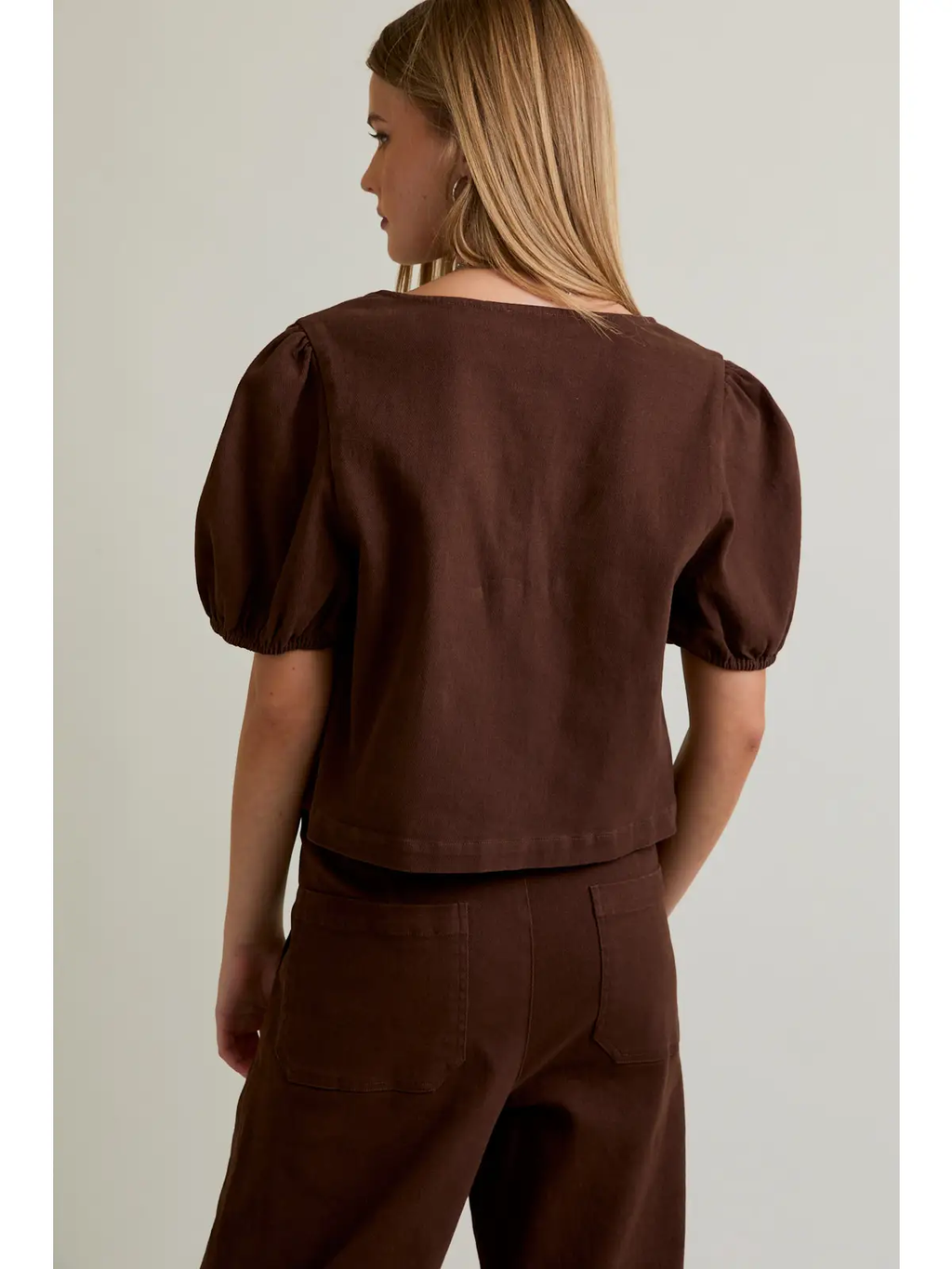Short Sleeve Square Neck Tie Front Open Top