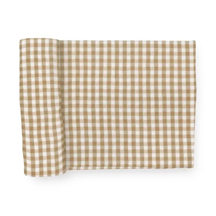 Stretch Knit Swaddle Blanket - Cinnamon Gingham