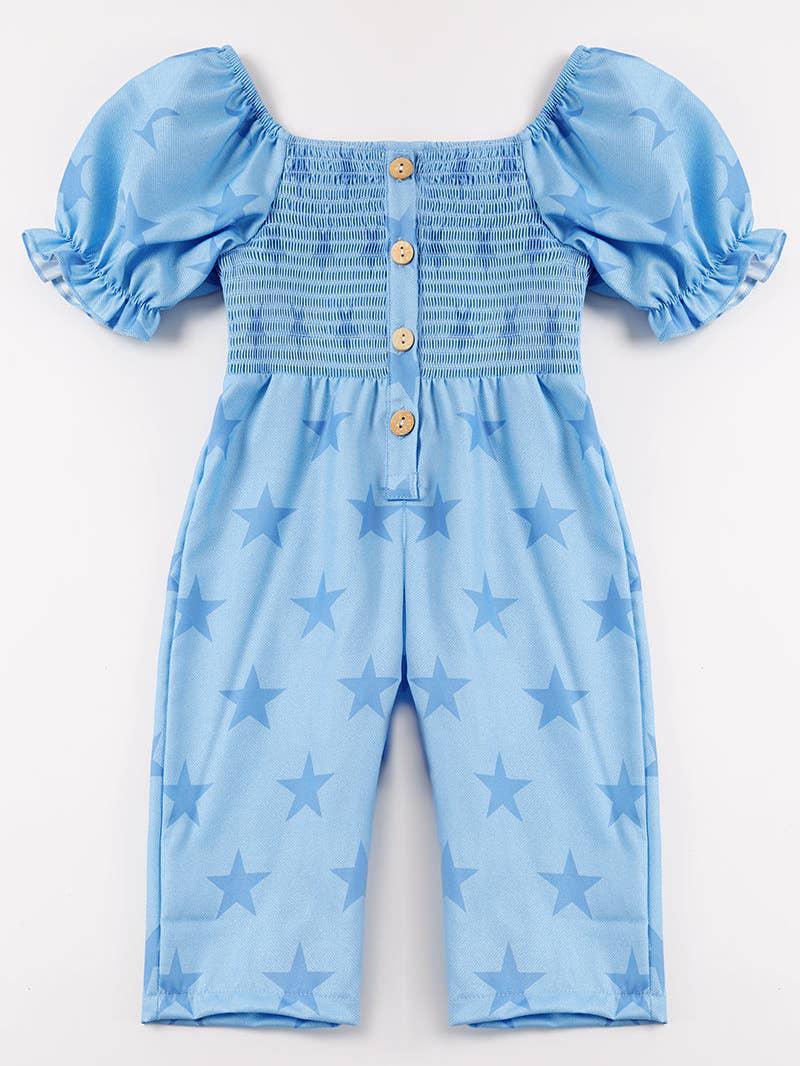 BLUE STAR SMOCKED GIRL JUMPSUIT