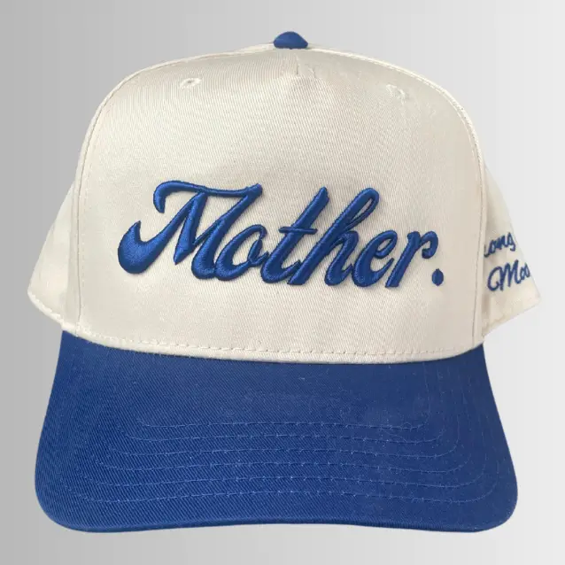Strong As A Mother® Canvas Hat - Natural/Royal Blue