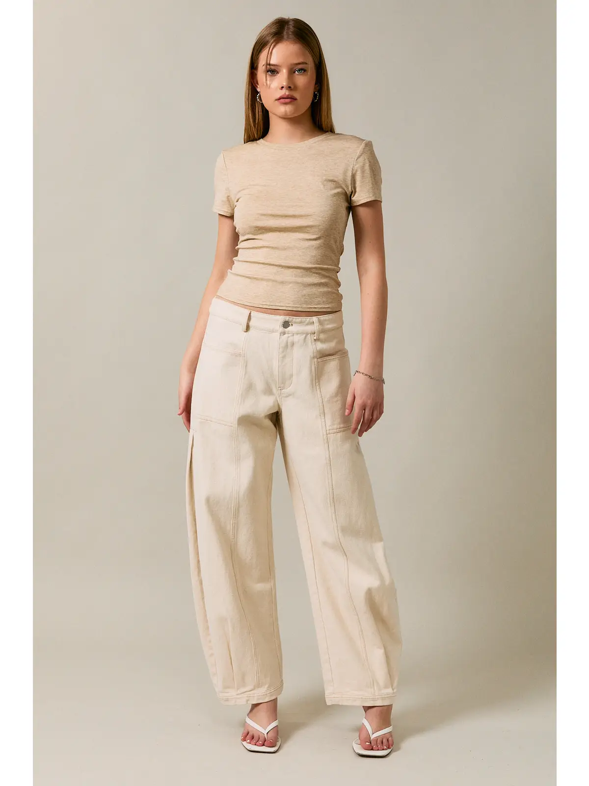 Mid-Waisted Side Pleated Detail Pants