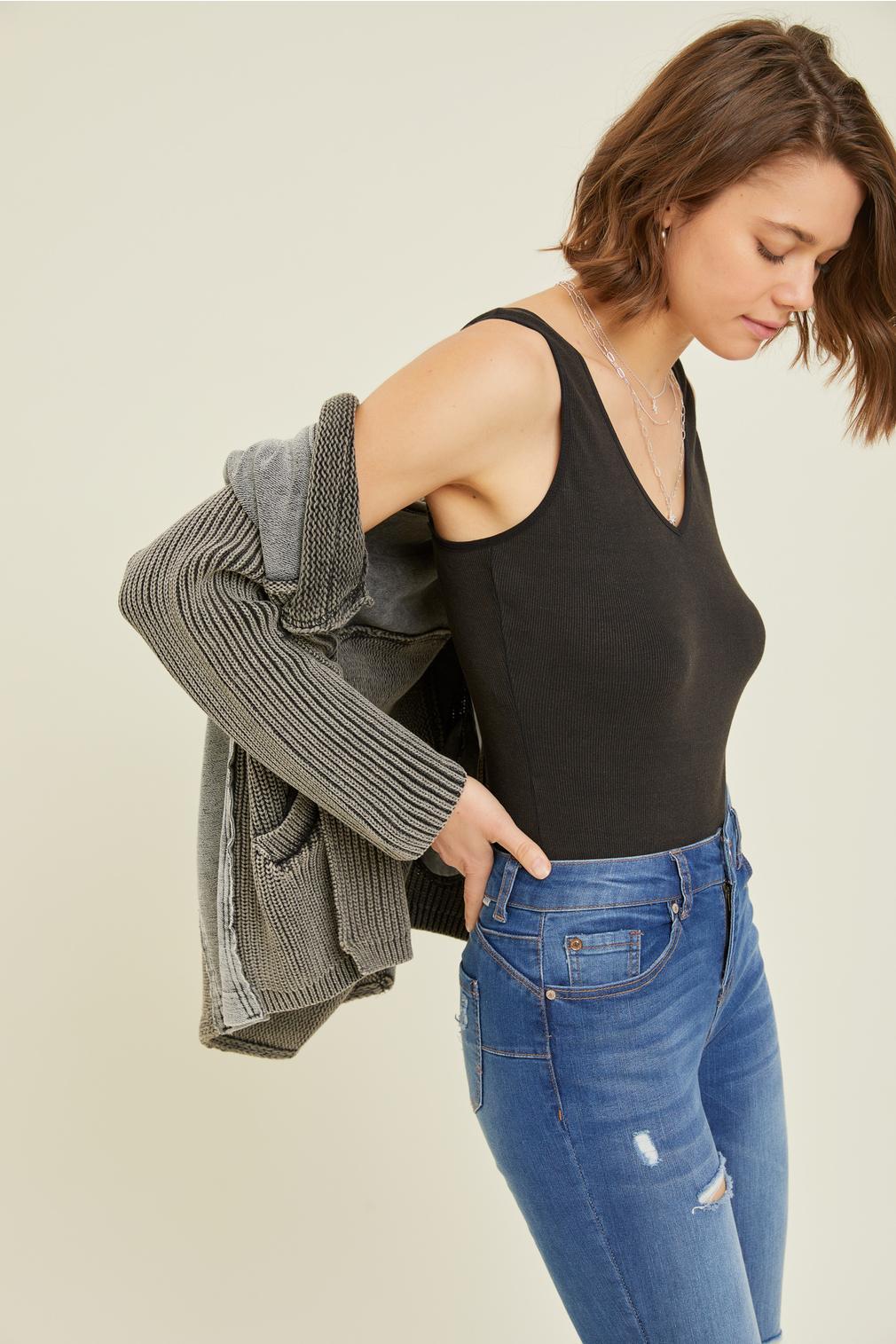 WESTERN WASHED TERRY CARDIGAN WITH CABLE KNIT SWEATER WASHED RUST - BLACK