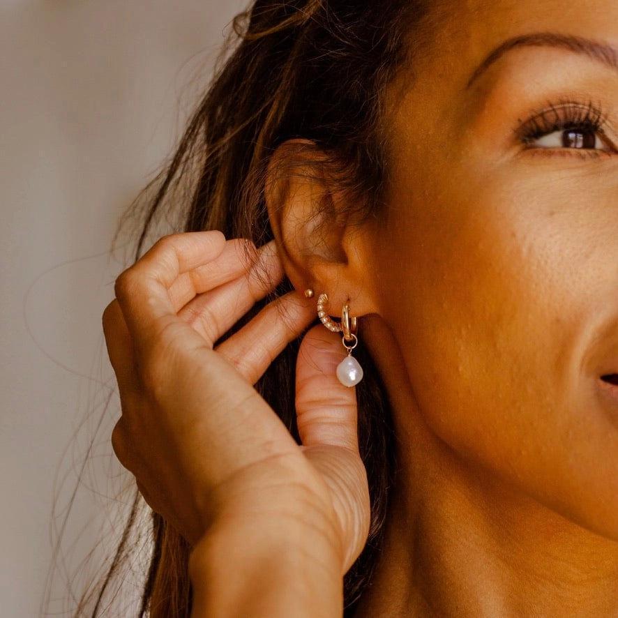 Made By Mary Drop Pearl Hoop Earrings