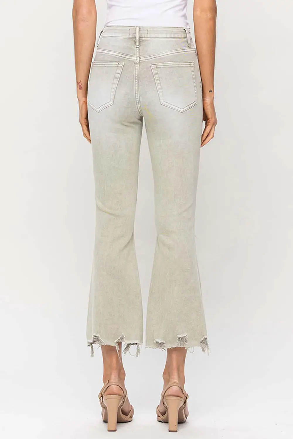 VINTAGE HIGH RISE CROP FLARE - MOSS GREEN