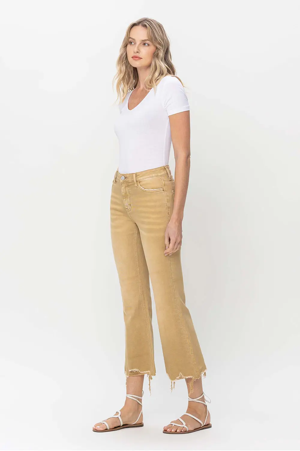 VINTAGE HIGH RISE CROP FLARE - CROISSANT