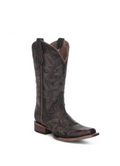 WOMEN'S CIRCLE G BROWN EMBROIDERY BROWN EMBROIDERY SQUARE TOE WESTERN BOOT - L8024