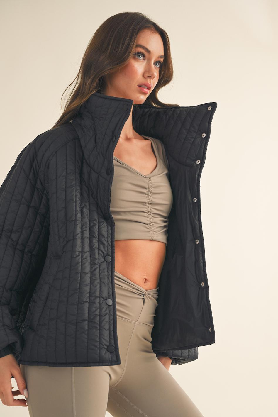 Black Classic Silhouette Quilted Jacket