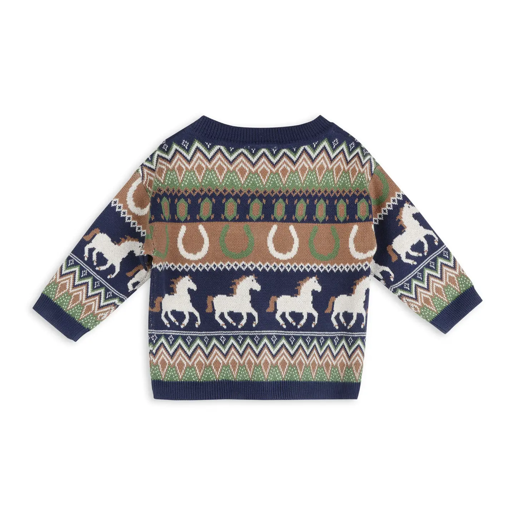 Western Jacquard Knit Baby Cardigan (Organic Cotton)