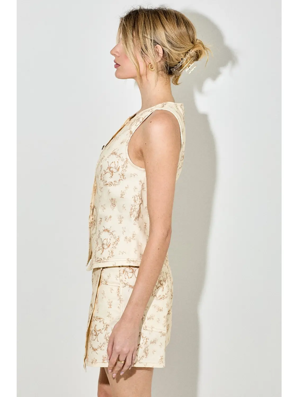 Horse Print Vest Top - CREAM MULTI