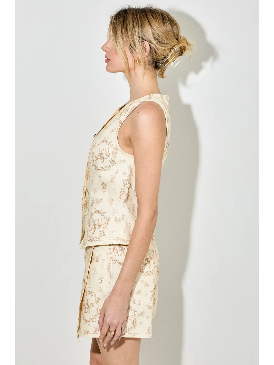 Horse Print Vest Top - CREAM MULTI