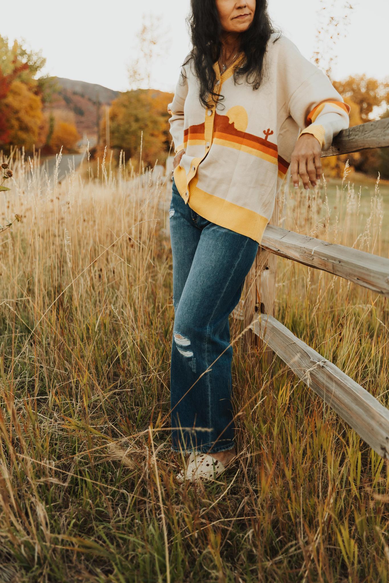 DESERT RETRO STRIPE CARDIGAN - CREAM MULTI
