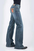 WOMENS JEAN ELLA TROUSER FIT AZTEC EMBROIDERY BACK POCKET OWS 10-054-0460-0018 BU