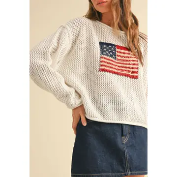 Flag Knitted Sweater Top