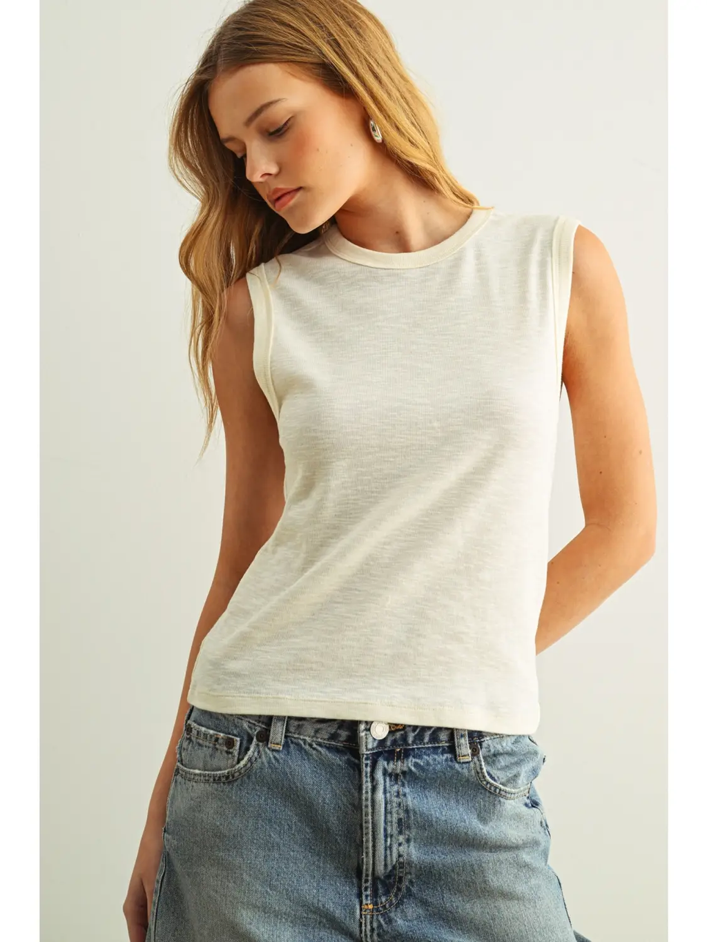 Sleeveless Cotton Top - Cream