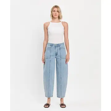 Super High Rise Panel Detail Barrel Jeans - DEXTEROUSLY