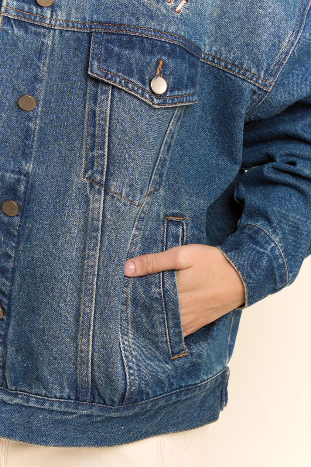 West Coast Rodeo Embroidered Denim Jacket - Dark Denim