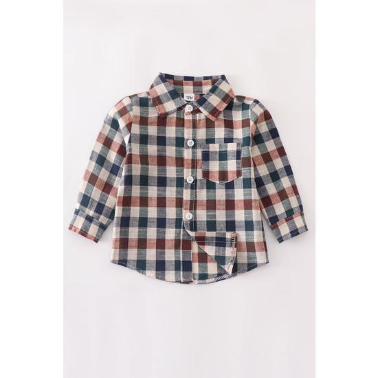 FOREST PLAID POCKET BOY SHIRT