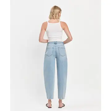 Super High Rise Panel Detail Barrel Jeans - DEXTEROUSLY