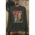 COWBOY TAKE ME AWAY BOOTS LONG SLEEVE SWEATSHIRT - MINERAL OLIVE