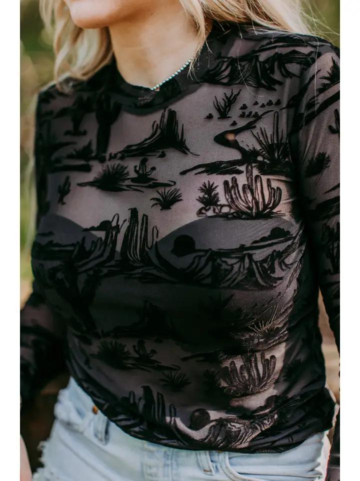 Wild West 3D Printed Mesh Top - Black