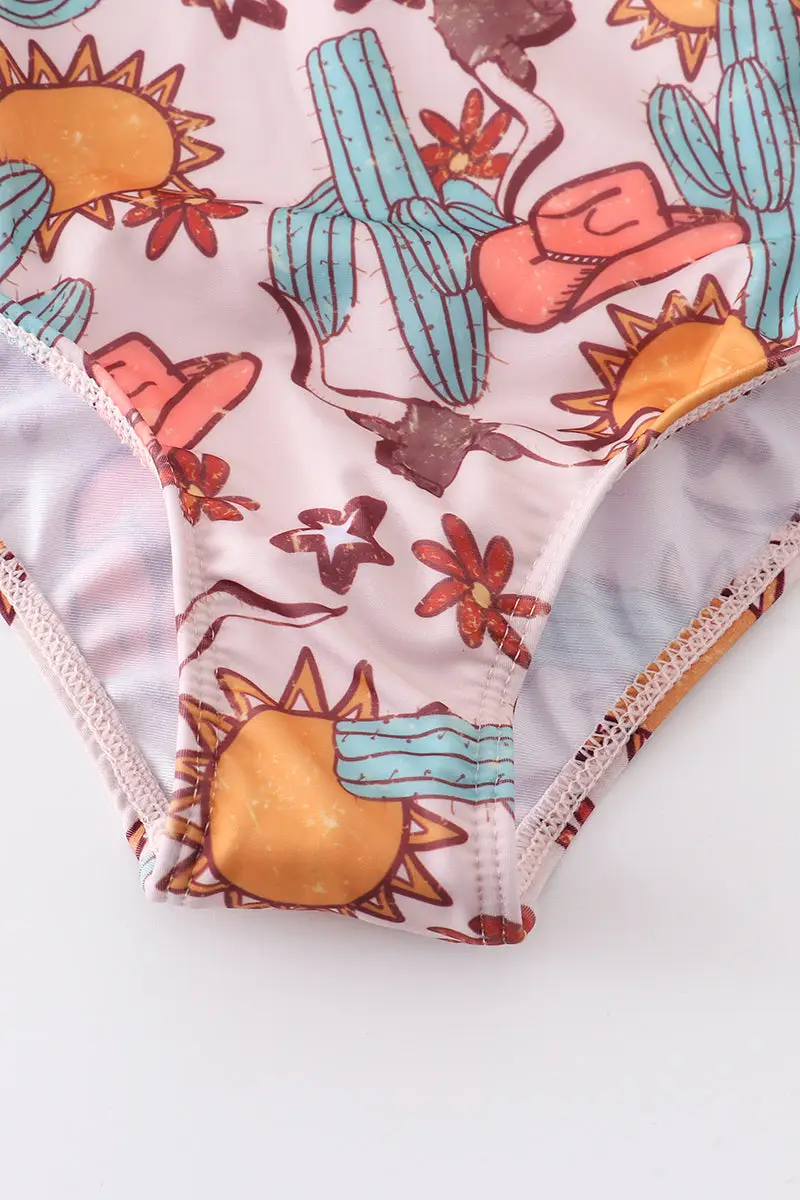 WESTERN RUFFLE STRAP GIRL SWIMSUIT