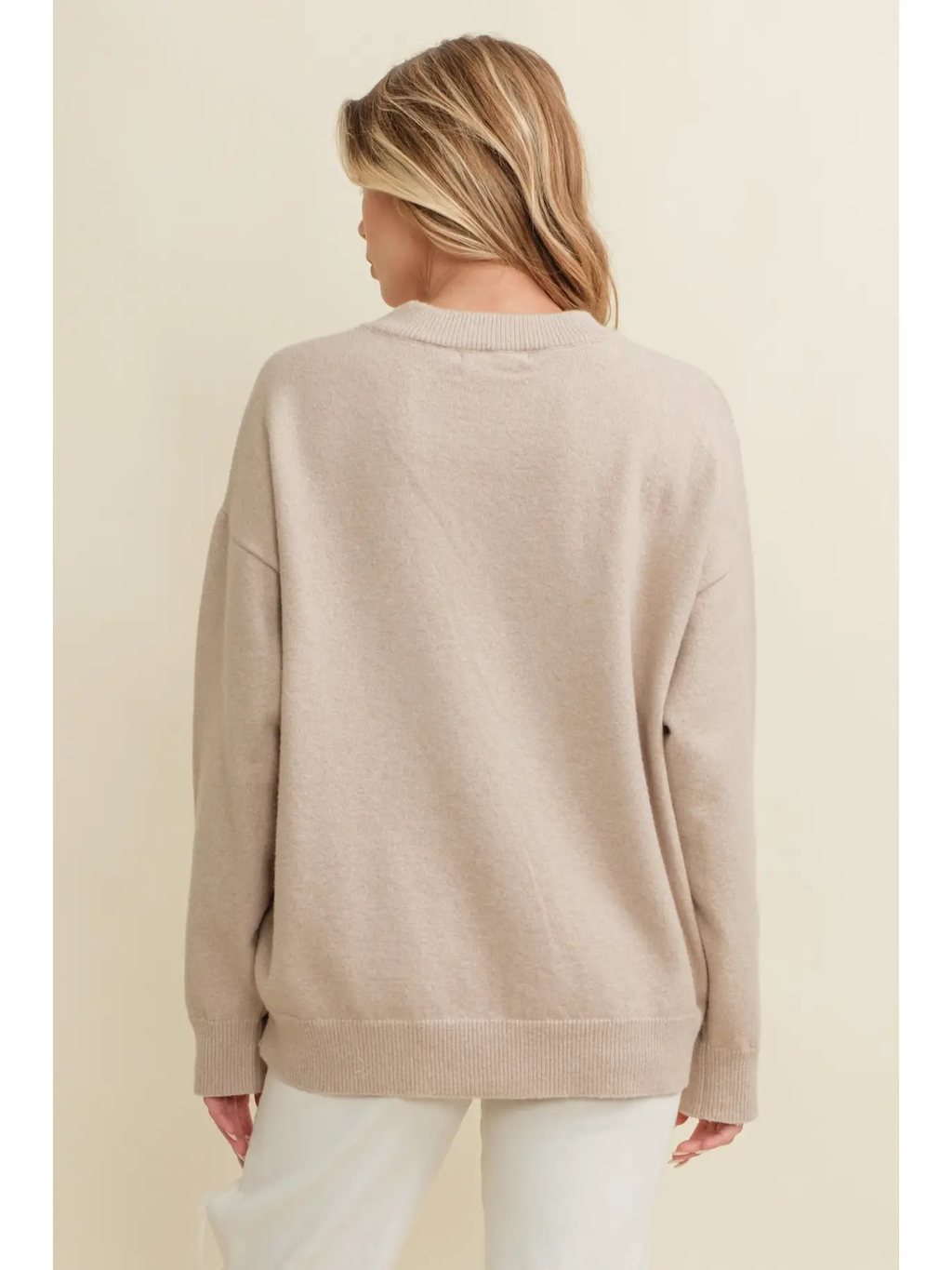 Horse Shoe Pullover Sweater - Beige