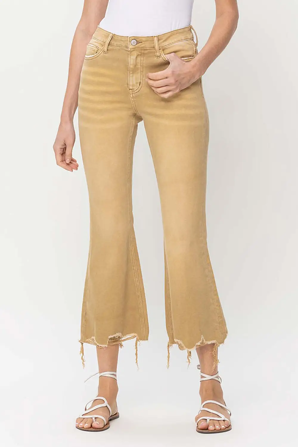 VINTAGE HIGH RISE CROP FLARE - CROISSANT