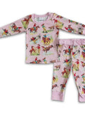 LONG SLEEVE PINK WESTERN PRINT BABY/KIDS PAJAMAS