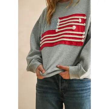 Flag Patch Front Detail Sweatshirts - Grey