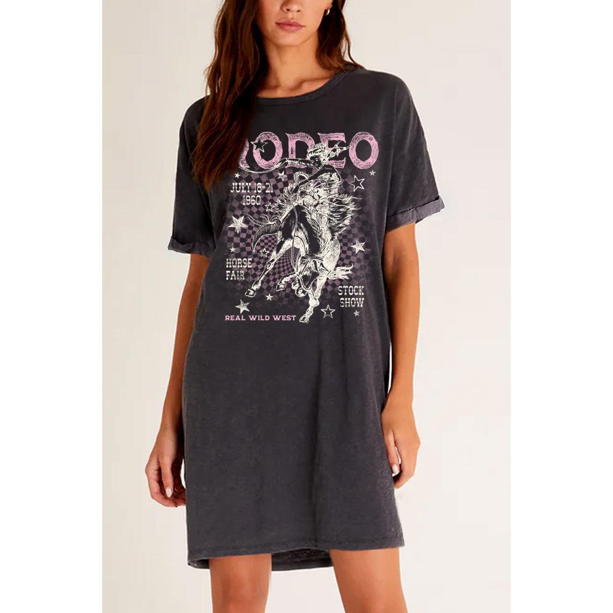 RODEO FLYER GRAPHIC DRESS - MINERAL WASH BLACK
