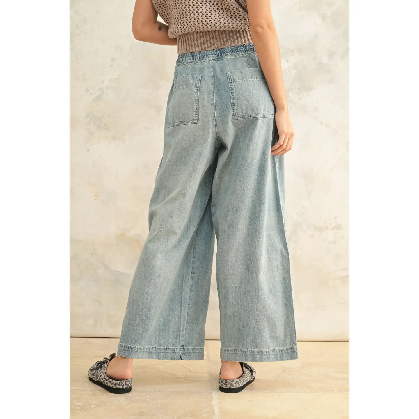 Elastic Band Denim Pants