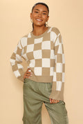 CHECKERED SWEATER - SAND MULTI