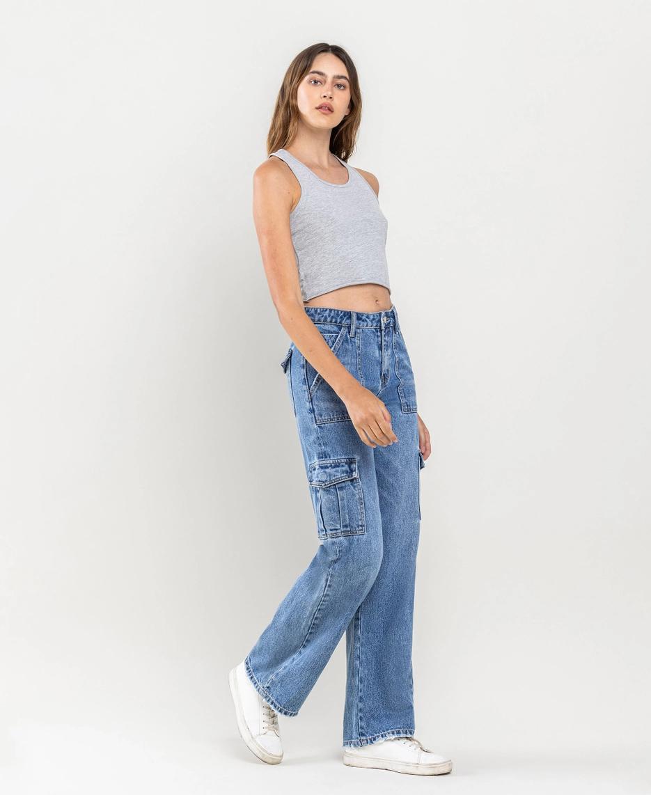High Rise Wide Leg Cargo Jeans | Flatter