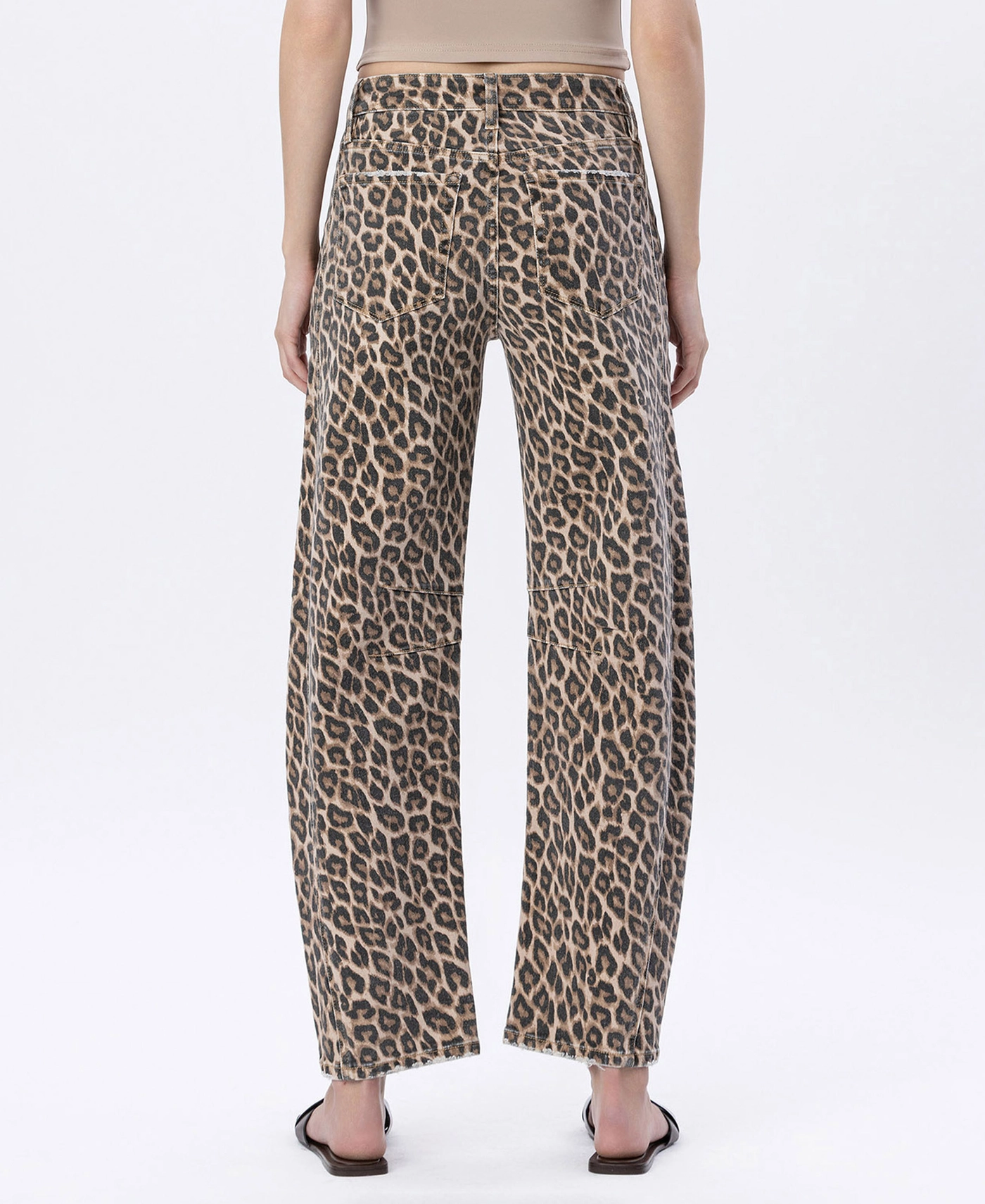 High Rise Leopard Print Barrel Jeans V3697LPD