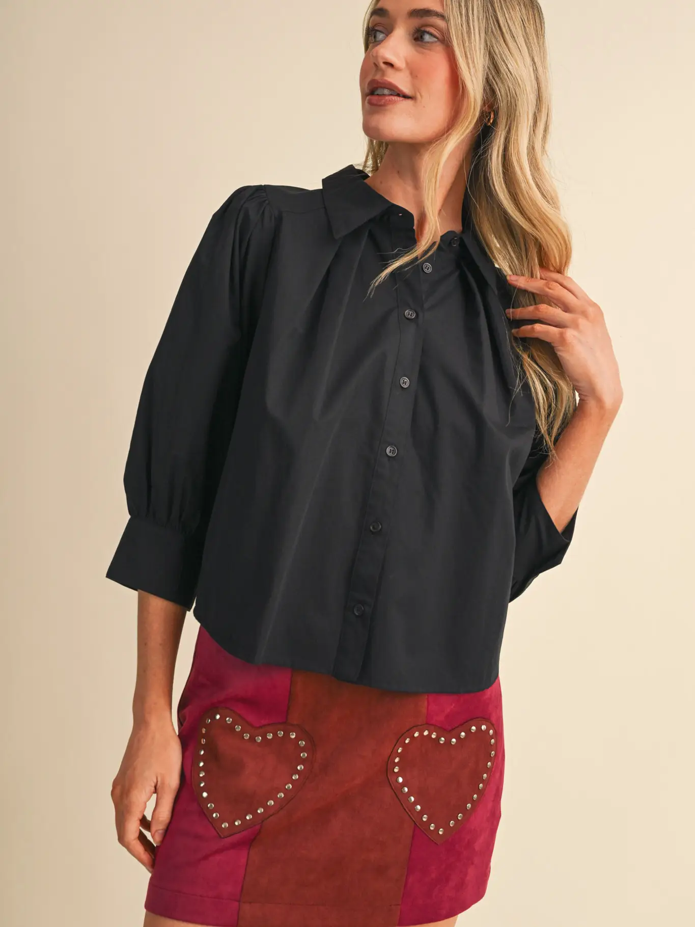 Puff Sleeve Button Down Top
