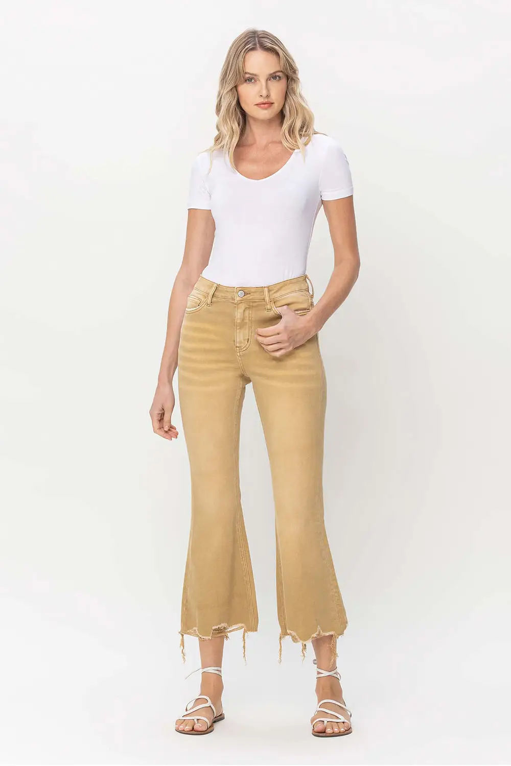 VINTAGE HIGH RISE CROP FLARE - CROISSANT