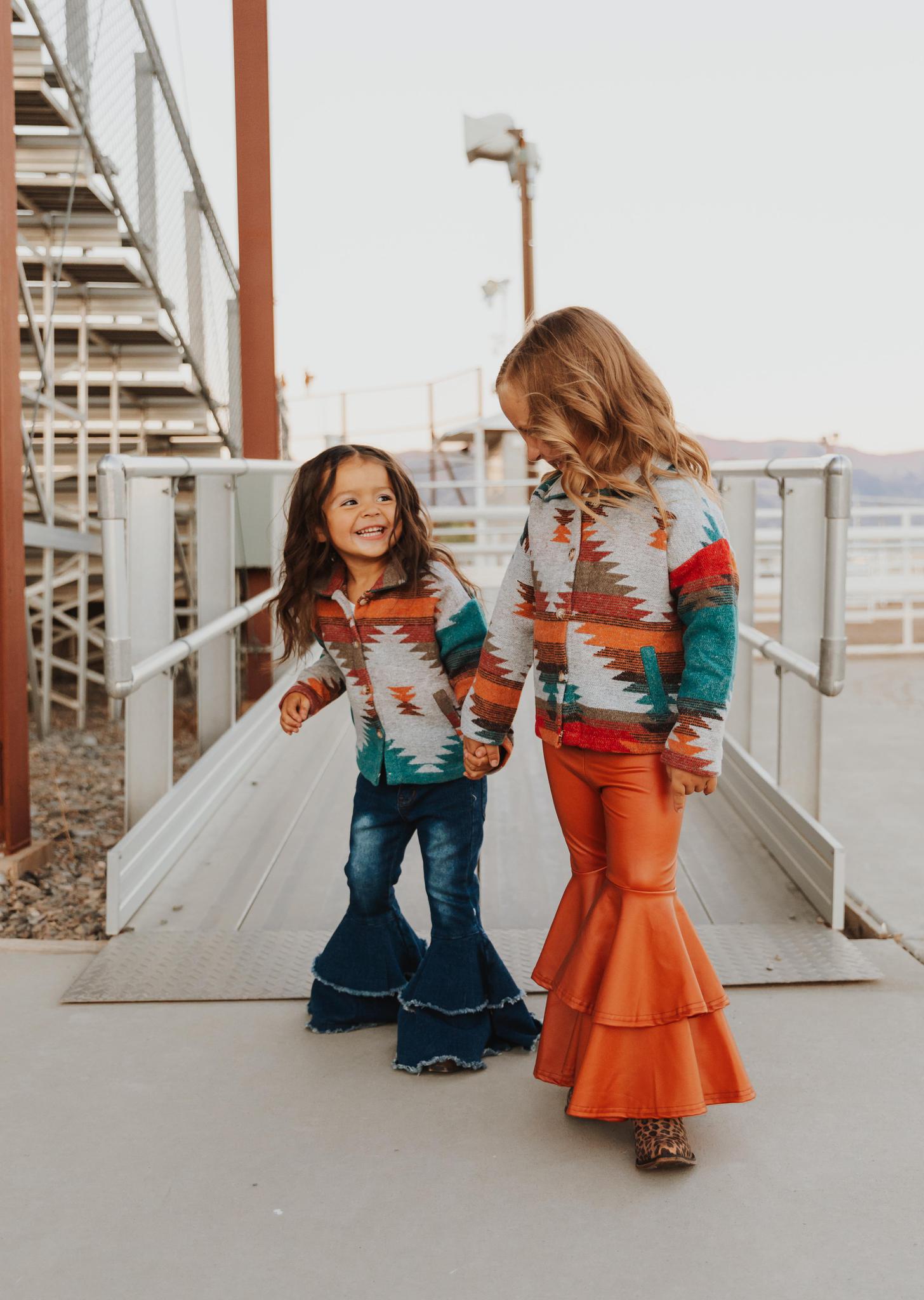 LEATHER DOUBLE LAYER BELL BOTTOMS - RUST