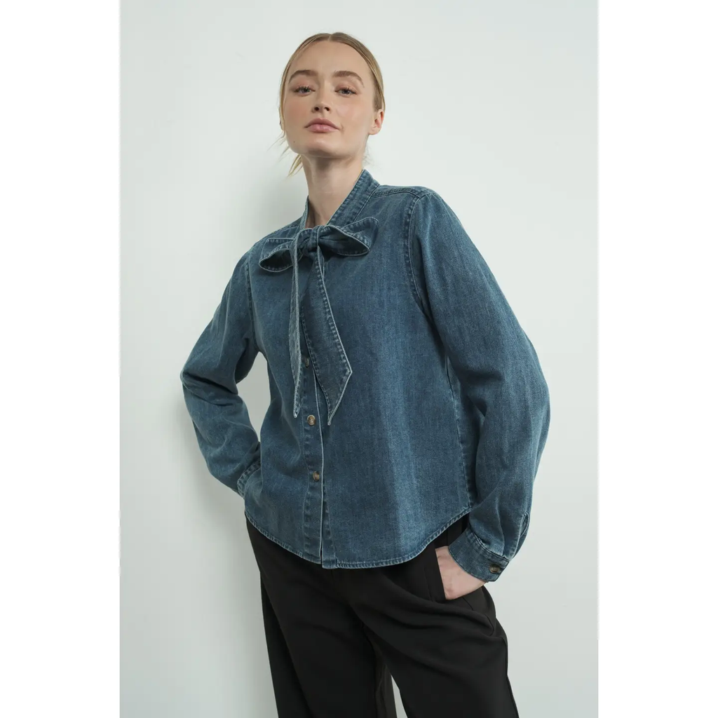Denim Bow Tie Shirt